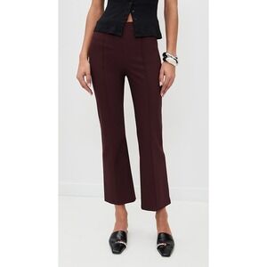 Vince Burgundy Pintuck‎ Cropped Flare Pants Womens Dark Plum Trousers Size 0